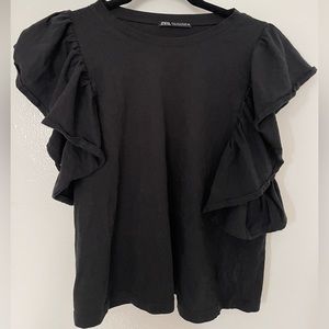 Zara black top with sleeve details